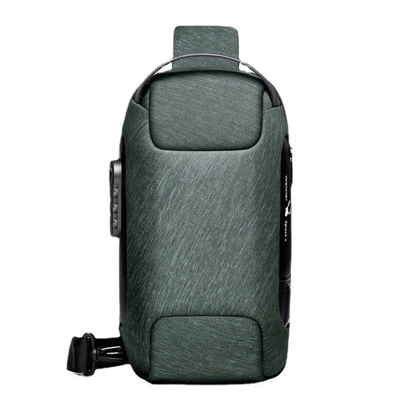 Men Oxford Password USB Charging Anti-theft Multi-Layers Waterproof Crossbody Bag Chest Bag Sling