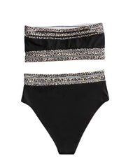 Women's Swimwear Bikini 2 Piece Normal Swimsuit Backless Printing High Waisted Leopard Black Strapless Bathing Suits New Vacation Sexy / Modern