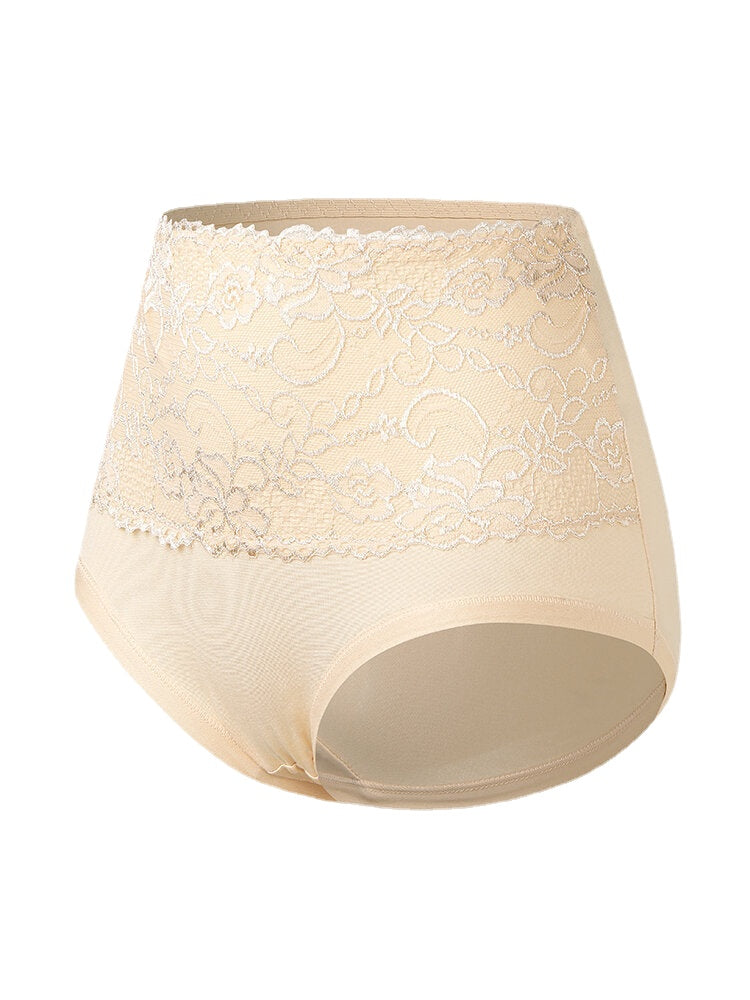 Plus Size Women's Floral Lace High Waist Cozy Panties