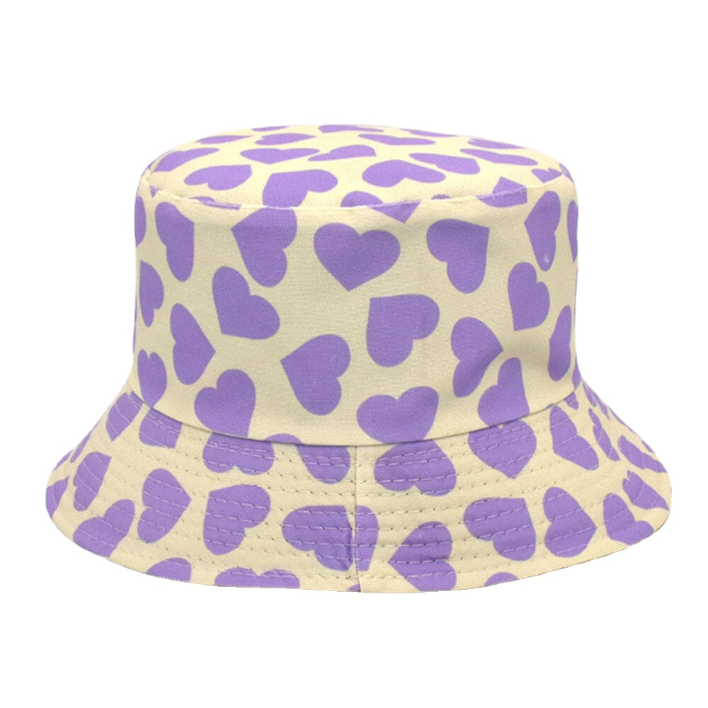 Women & Men Love Print Pattern Double-Sided Outdoor Casual Sunshade Bucket Hat