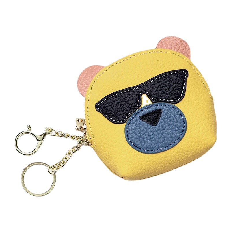 Women Genuine Leather Cute Bear Creative Mini Coin Bag Small Wallet For Card