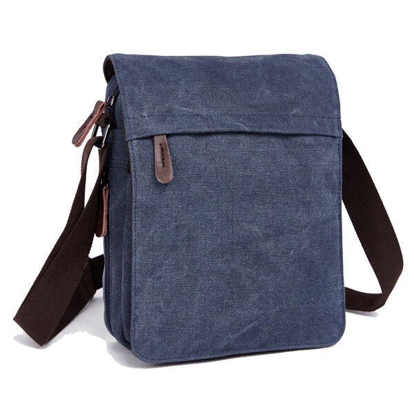 Unisex Canvas Crossbody Bag with Multi Pockets - Spacious Shoulder Bag