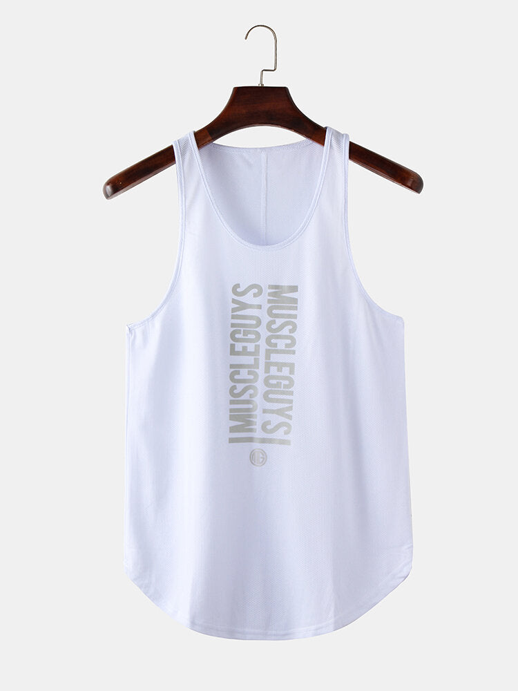 6 Colors Men Text Print Workout Fitness Sleeveless Sport Tank Tops