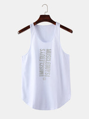 6 Colors Men Text Print Workout Fitness Sleeveless Sport Tank Tops