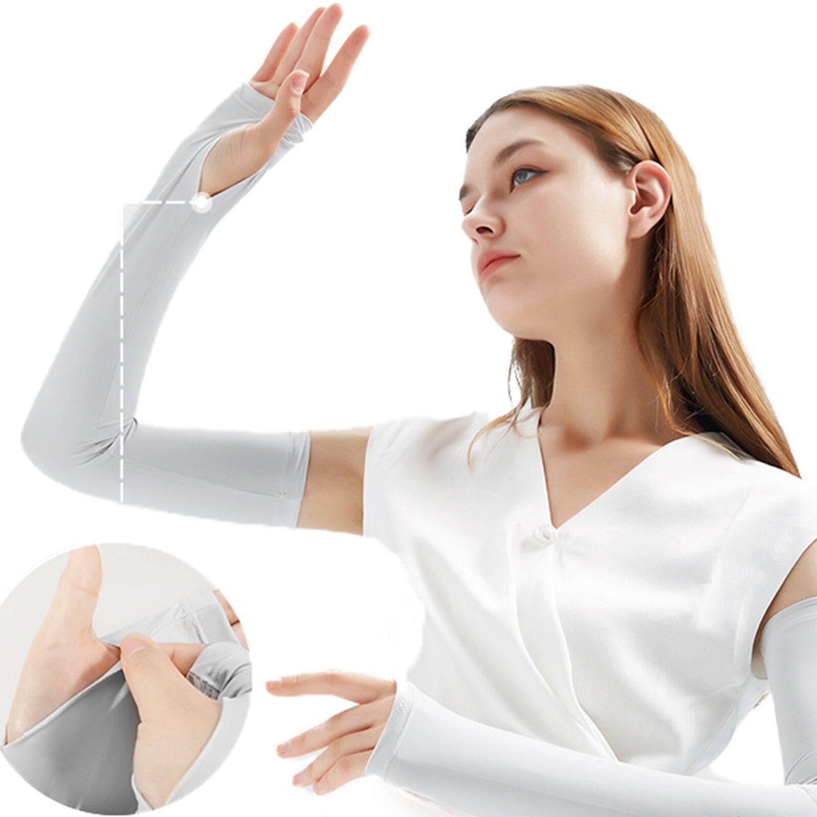 Women's Ice Silk Outdoor Driving Riding Anti-UV Long Shade Breathable Armguard Ice Silk Sleeve