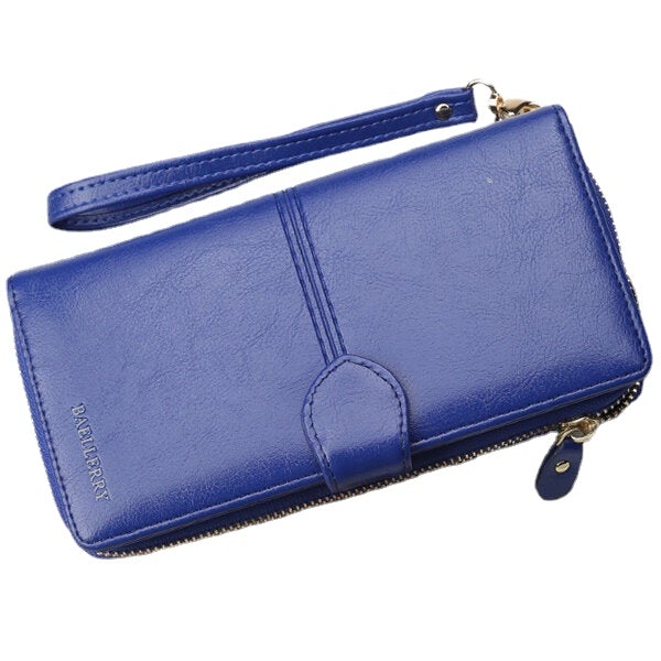 Women Faux Leather Large Capacity Fashion Purse Wallet Pure Color Clutch Bag Card Holder