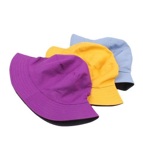 Women Summer Casual Solid Color Fisherman Hat Foldable Double-Sided Bucket Hat