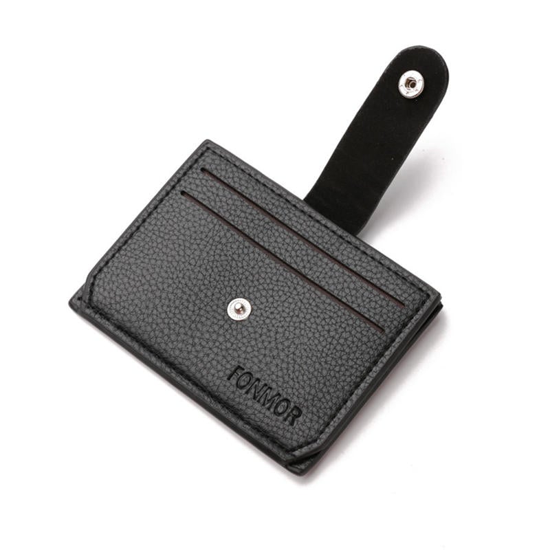 Men Faux Leather Mini Hasp Card Holder Zipper Wallet