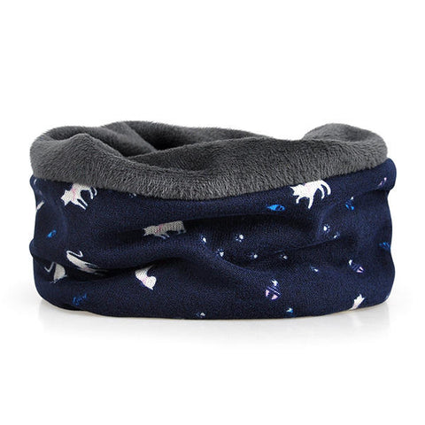 Women Cotton Cat Printing Beanie Hats Casual Outdoor Warm For Both Hats And Scarf Use