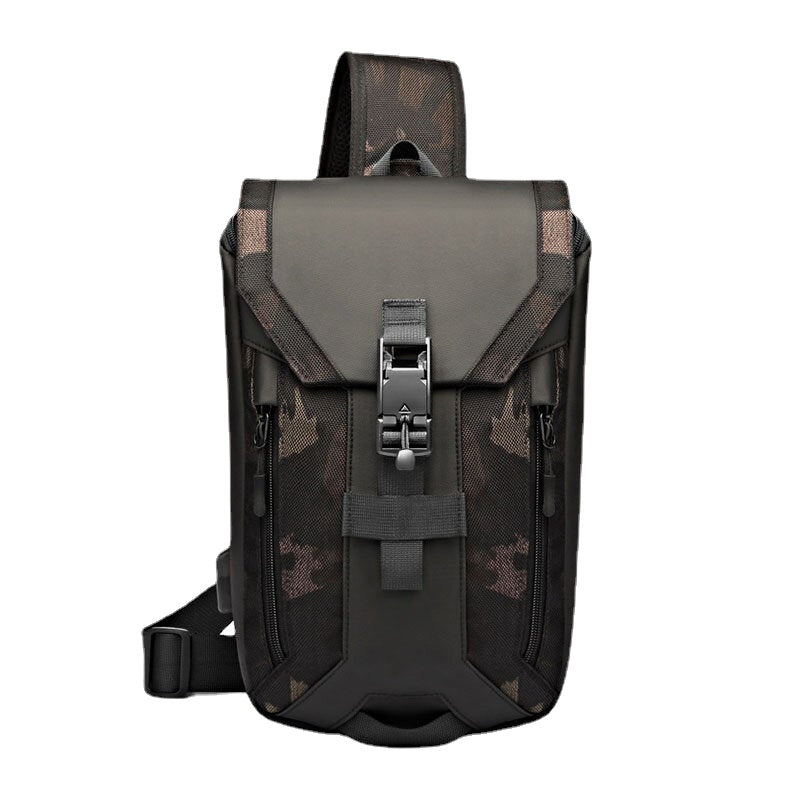 Men Oxford USB Charging Multi-pocket 3 Card Slots Waterproof Outdoor Crossbody Bag Chest Sling