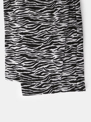 Plus Size Women Home Cotton Zebra Print V-Neck Short Sleeve Pajama Set