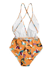 Chic Animals Printed Backless High Leg Swimwear One Pieces Swimsuits