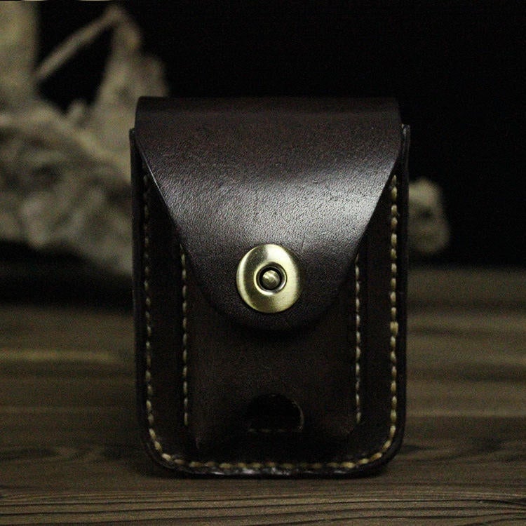 Men Genuine Leather Casual Cigarette Case Lighter Bag