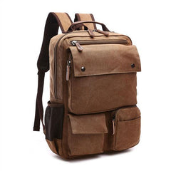 Men Canvas Big Capacity Travel Zipper Multifunctional Shoulders Bag Backpack