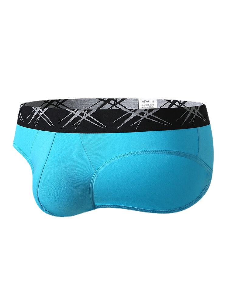Mens Cotton Solid Color Elastic Mid Waist Breathable Thin Briefs