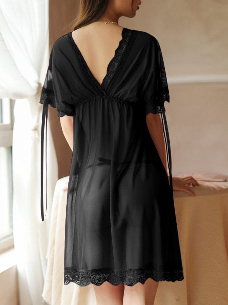 100% Polyester Solid Bohemian Leisure Nightgowns For Women