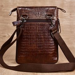 Men Genuine Leather Wear-Resistant Crocodile Texture Casual Crossbody Bag Shoulder