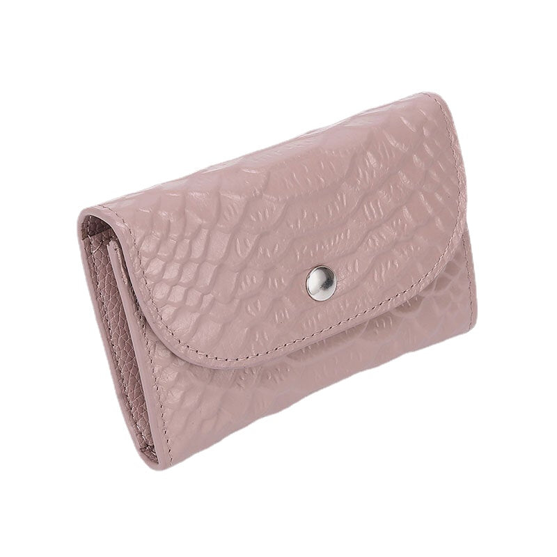 women genuine leather multifunction lychee pattern coin bag small wallet