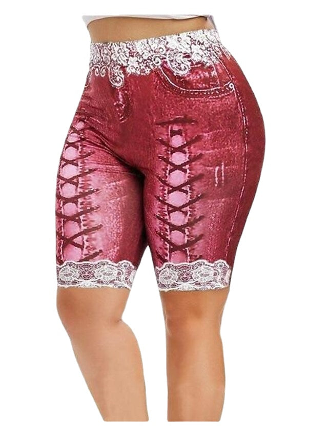 Fashion Women's Artificial denim Knee Length Prints Shorts