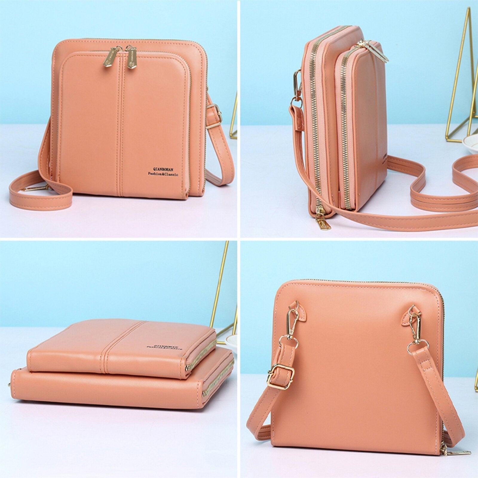 Women Artificial Leather Fashion Casual Crossbody Bag Multi-compartment Multi-card Slot Phone Bag