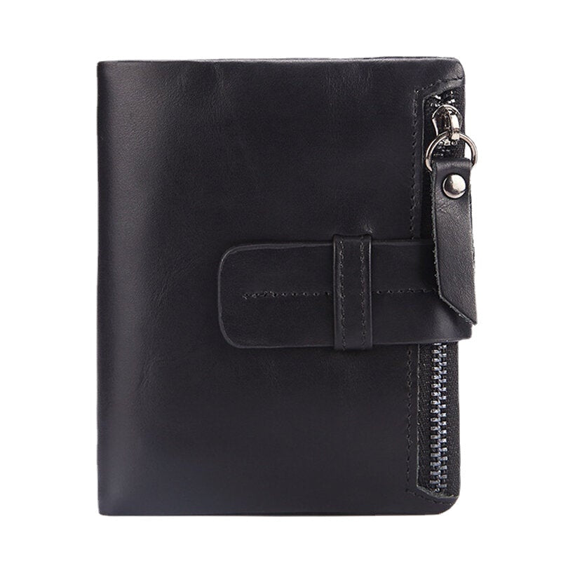 Men Genuine Leather Retro Zipper Cowhide Multi-slot Card Holder Wallet
