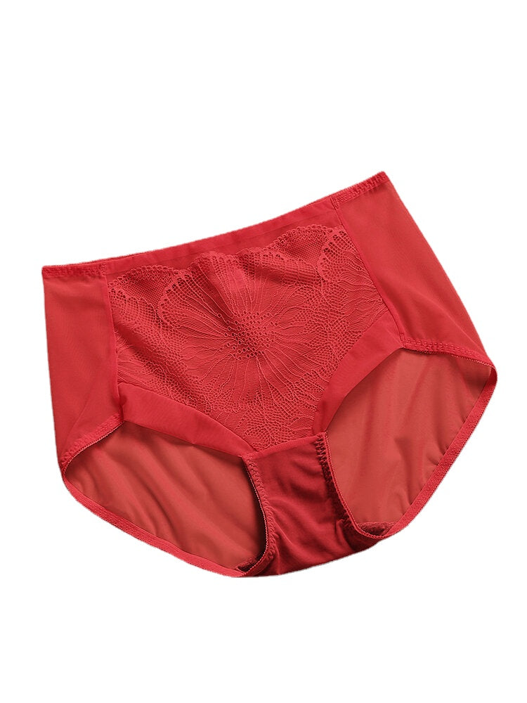 Women Mesh See Through Breathable Cozy Solid Color Thin High Waist Panties
