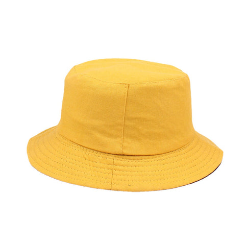 Women Summer Casual Solid Color Fisherman Hat Foldable Double-Sided Bucket Hat
