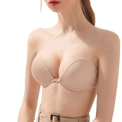 Women's Bras & Bralettes Tube Bra Strapless Demi Cup Solid Color V Neck Stretchy Breathable Invisible Casual Daily Nylon White , 1 PC