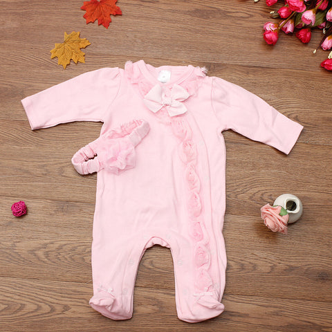 22'' Handmade Pink Doll Clothes Reborn Newborn Baby Girl Jumpsuit Headdress