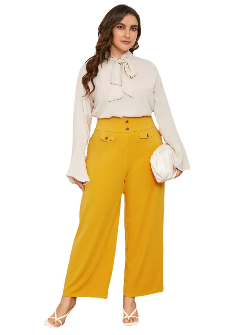 Plus Size Button Design Pants