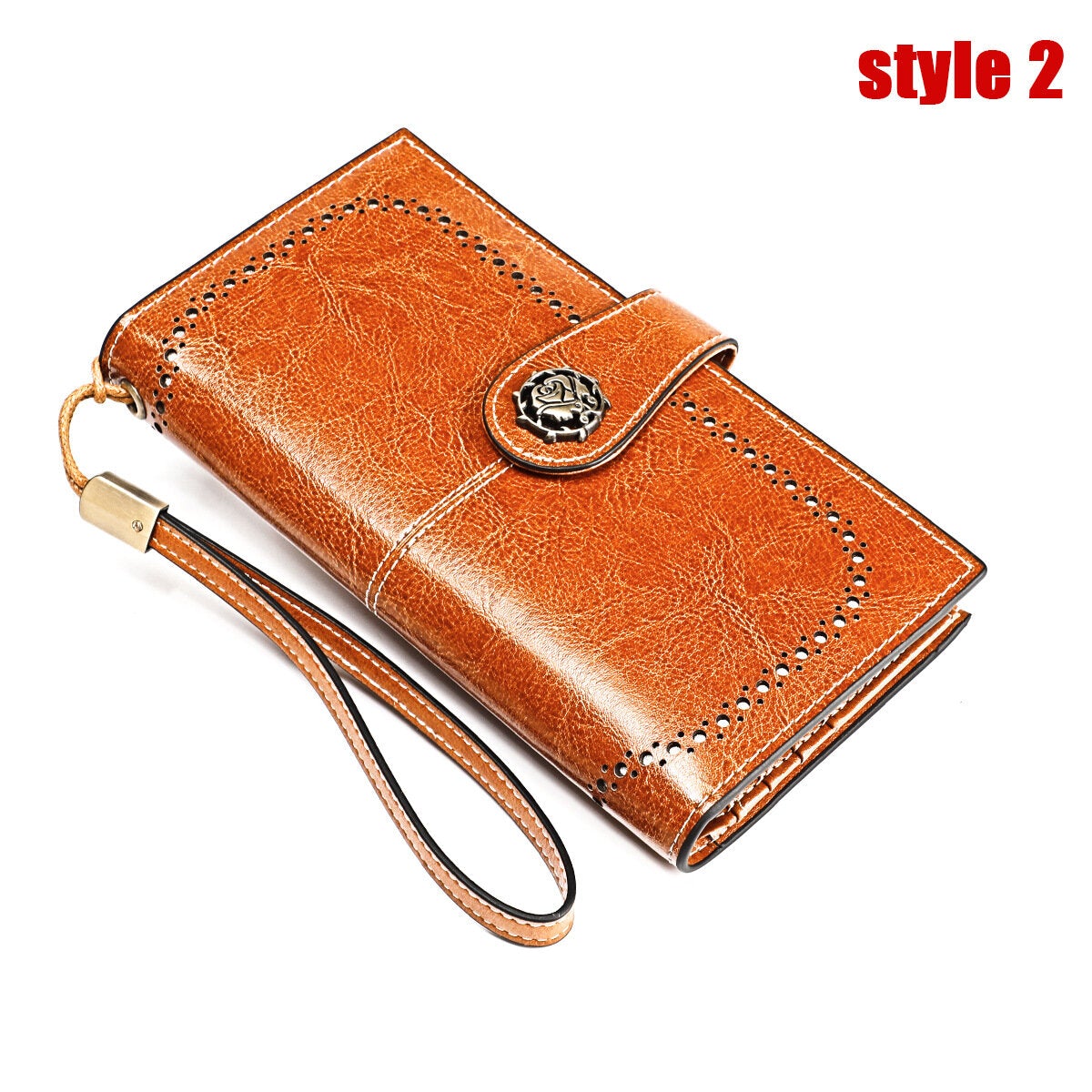 women genuine leather elegant vintage long wallet phone bag