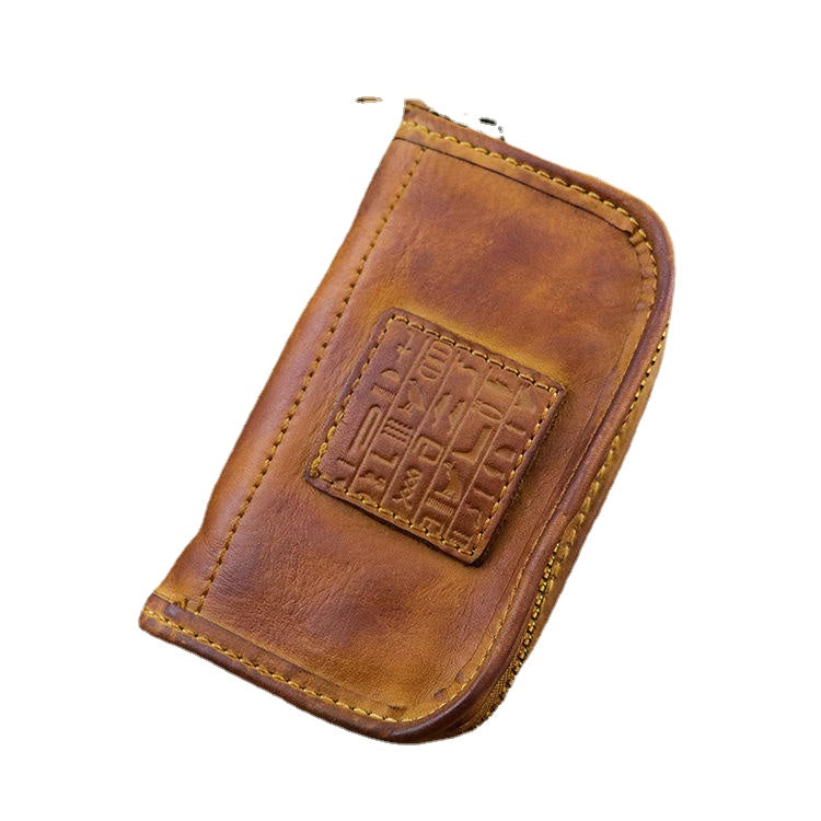 Men Genuine Leather Vintage Key Bag Wallet  Money Clip