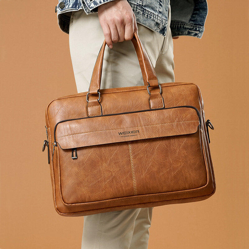 Men Large Capacity Vintage 13 Inch Computer Bag Messenger Bag Crossbody Bags Shoulder Bag Briefcase