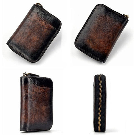 RFID Blocking Vintage Genuine Leather 12 Card Slots Wallet Card Holder For Men