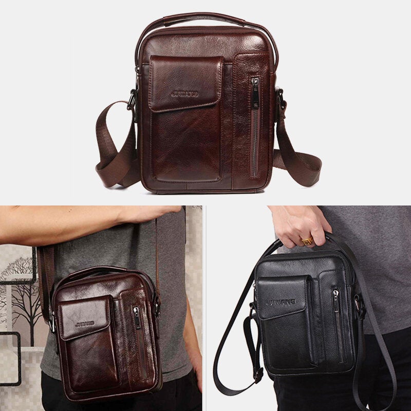 Men Vintage Genuine Leather Crossbody Bag Shoulder Business