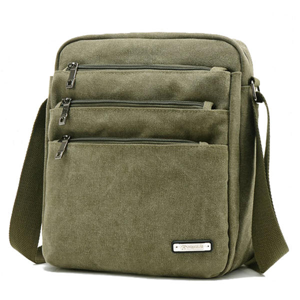 Men Canvas Outdoor Crossbody Bags Leisure Multi-Function Shoulder