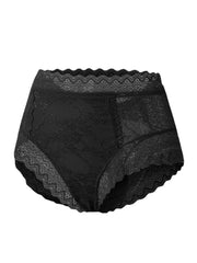 Women Floral Lace See Through Breathable High Waisted Panties