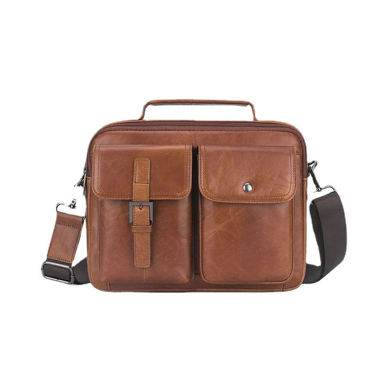 Men's Genuine Leather Multi-Function Retro Large Capacity Shoulder Crossbody Bag