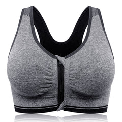 Front Zipper Padded Fitness Sports Shockproof Sporty Bra Tops