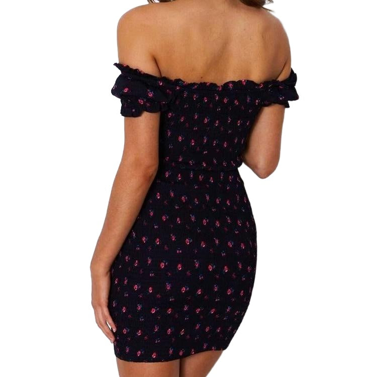 Off Shoulder Style Sexy Ladies' Floral Print Lace-up Wrap Dress
