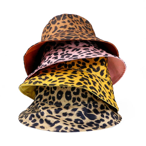 Women's Cotton Leopard Trend Print Bucket Hat Outdoor Casual Sun Hat