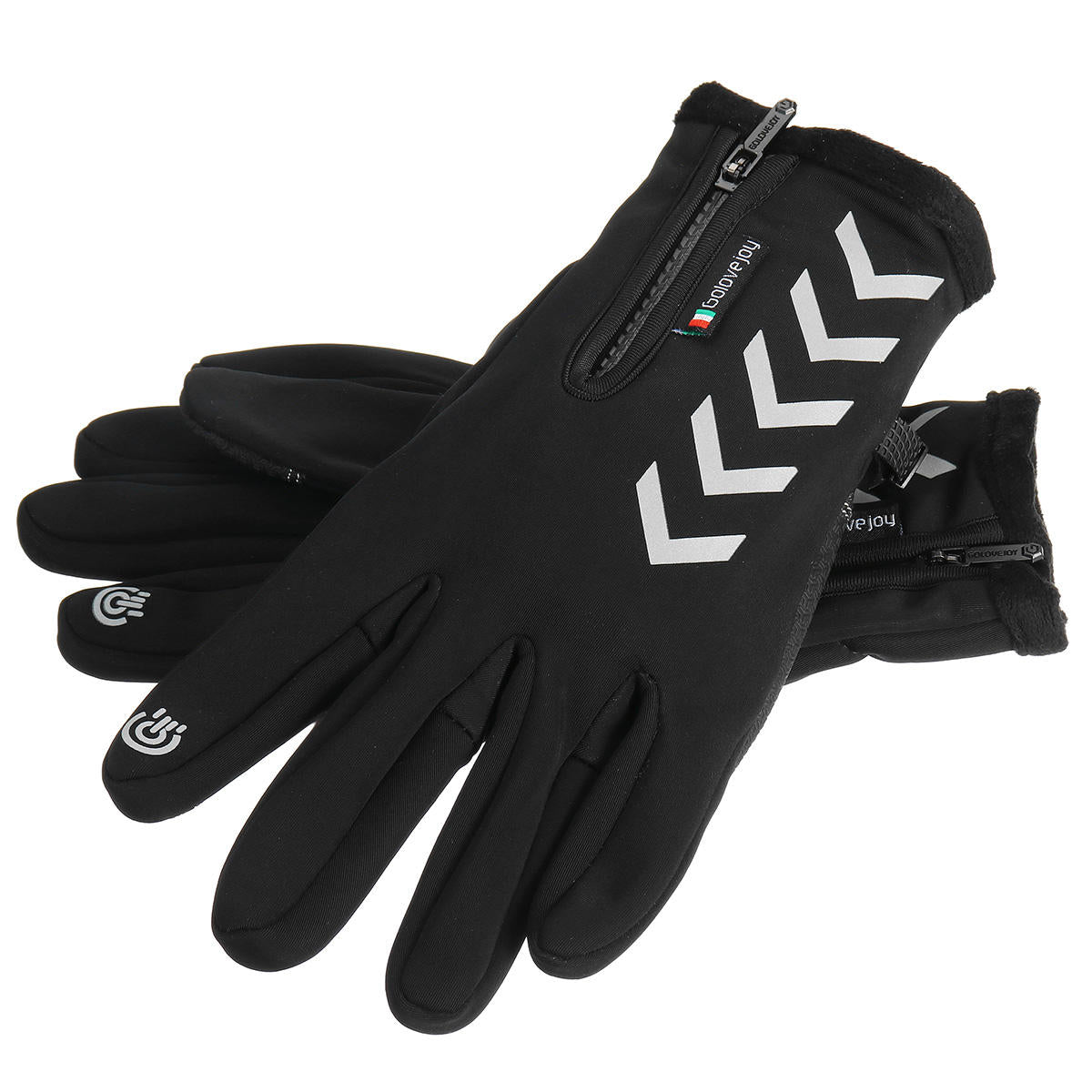 Winter Warm Touch Screen Full Finger Gloves Reflective Strip Windproof Anti slip Cycling Thermal Bike Glove