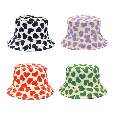 Women & Men Love Print Pattern Double-Sided Outdoor Casual Sunshade Bucket Hat