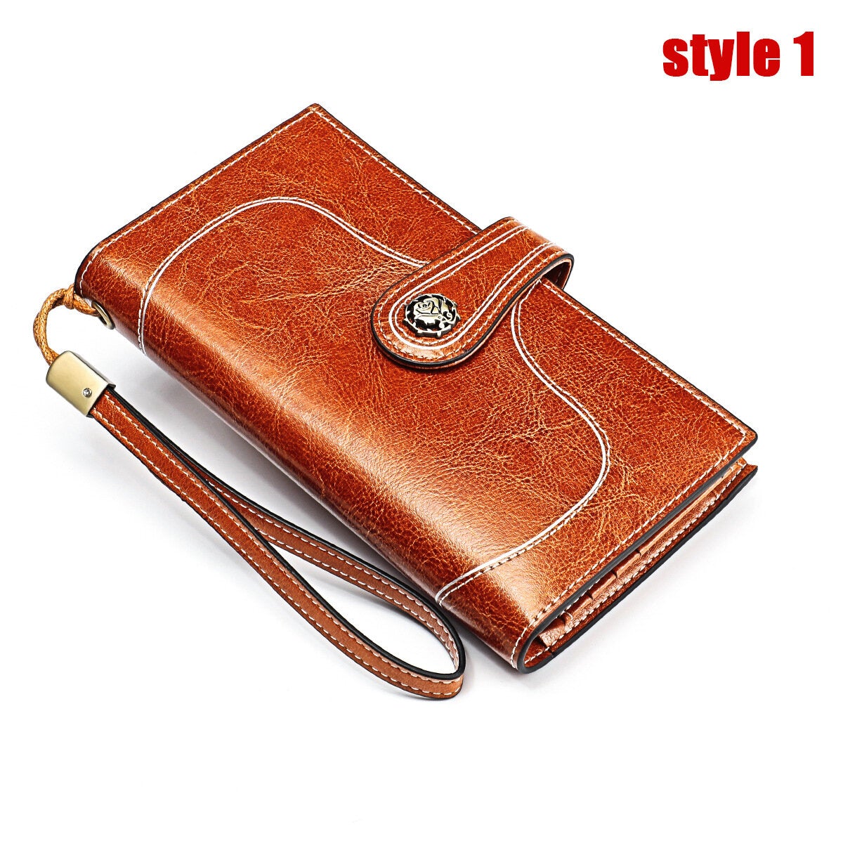 women genuine leather elegant vintage long wallet phone bag