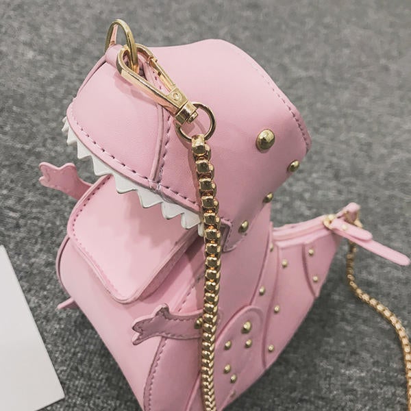 Women Chain Dinosaur Shape Cute Crossbody Bag PU Leather Shoulder Bag