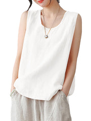 Solid Crew Neck Sleeveless Casual Women Tank Top