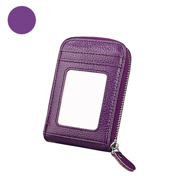 Women Genuine Leather Zipper Card Holder Long Wallet Candy Color Coin Purse