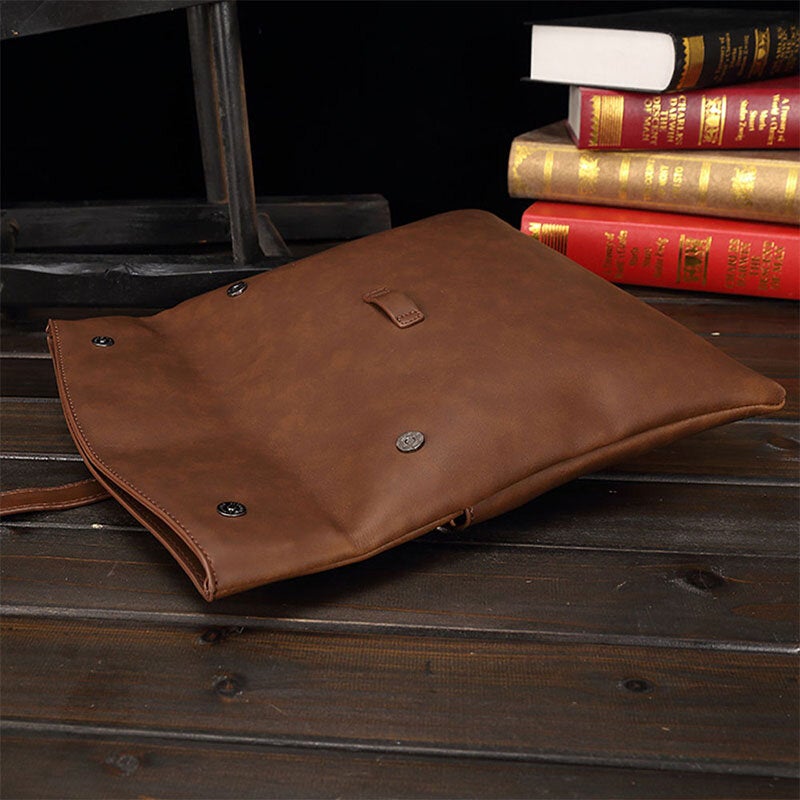 Men PU Soft Leather Thin Hasp Crossbody Bags Retro Wear Resistant Large Capacity Handbag Shoulder Bag