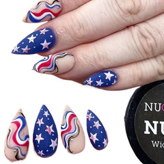 24pcs Almond Shape Independence Day Press-on Nails, Star & Striped Pattern, Removable False Nail Set