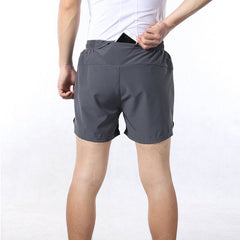 2-in-1 Men's Running Shorts with Waist Rope Quick Dry Zipper Pocket  Sports Fitness Gym Shorts